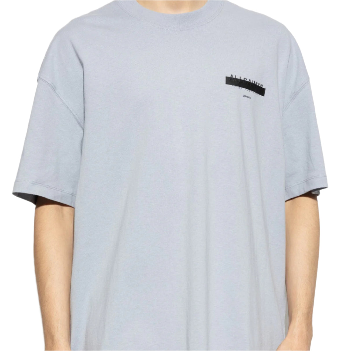 Allsaints Redact Strikeout Logo Tee Willow Blue ALLSAINTS ALLSAINTS - originalfook singapore