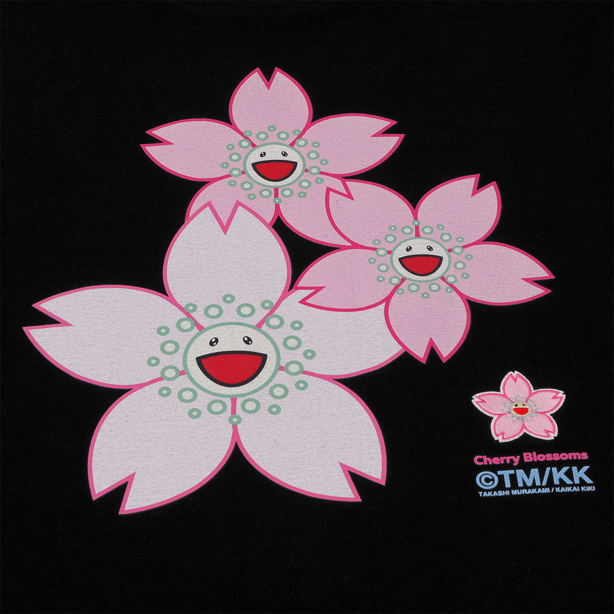Takashi Murakami Embroidered Patch Sakura Flower Tee Black TAKASHI MURAKAMI TAKASHI MURAKAMI - originalfook singapore