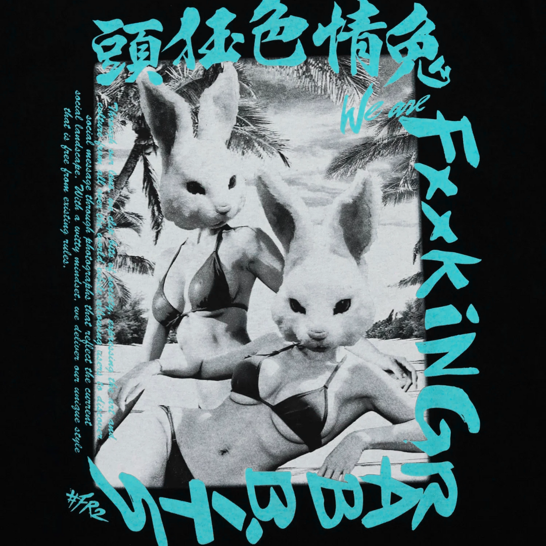 FR2 Rabbit Poster Tee Black Tiffany (Japan Exclusive) - ORIGINALFOOK