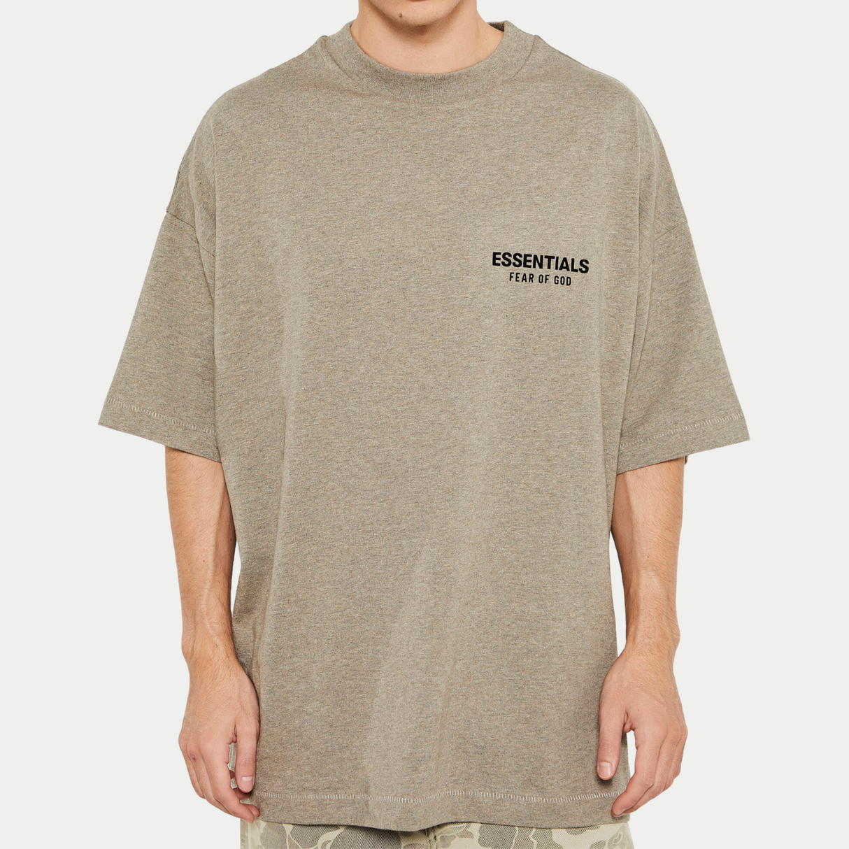 Fear of God Essentials Signature Logo Drop Shoulder Tee Dark Heather FEAR OF GOD ESSENTIALS FEAR OF GOD ESSENTIALS - originalfook singapore