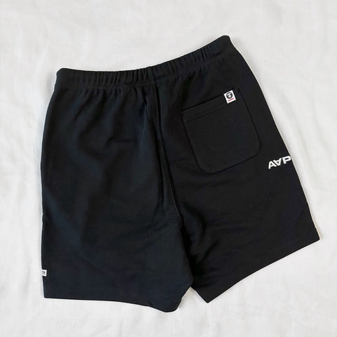 AAPE By Bathing Ape Embroidered Badge Sweat Shorts Black [6952]