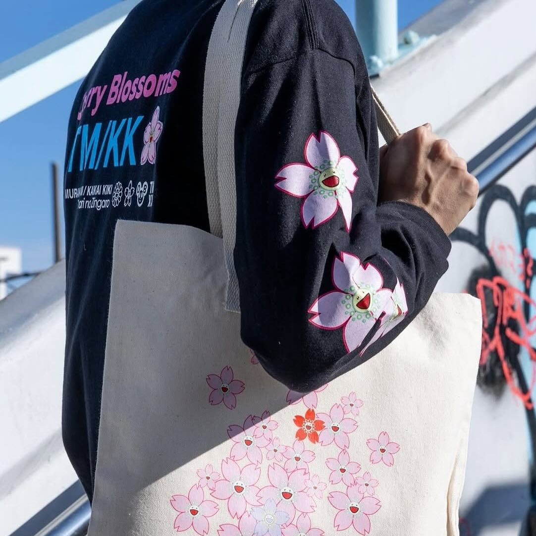 Takashi Murakami Embroidered Patch Sakura Flower Long Sleeve Tee Black TAKASHI MURAKAMI TAKASHI MURAKAMI - originalfook singapore