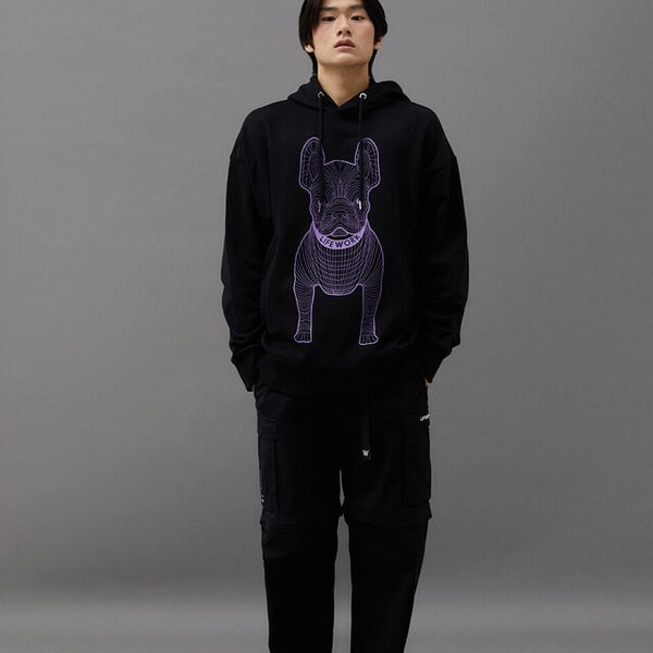 LifeWork Korea Bulldog Mascot Hoodie Black Purple lifework lifework - originalfook singapore