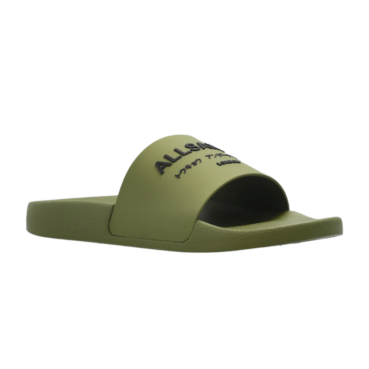AllSaints Underground Logo Slides Khaki ALLSAINTS ALLSAINTS - originalfook singapore