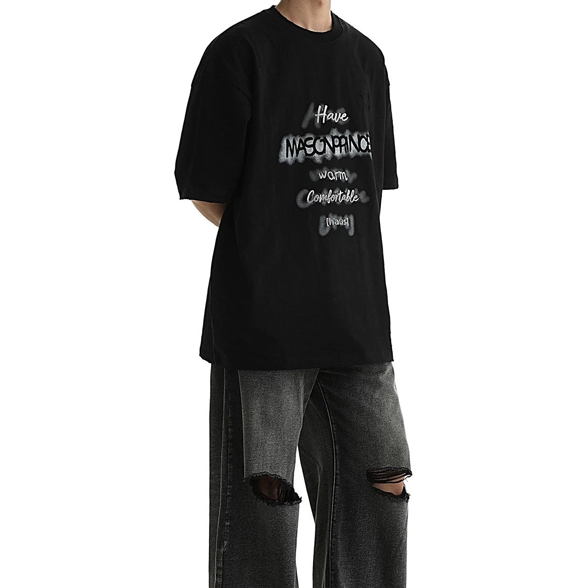 MASONPRINCE Haus Distressed Tee Black HUMAN MADE HUMAN MADE - originalfook singapore