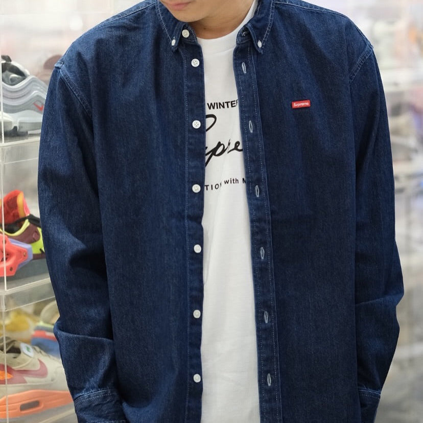Supreme Small Box Logo Denim Shirt Indigo - ORIGINALFOOK