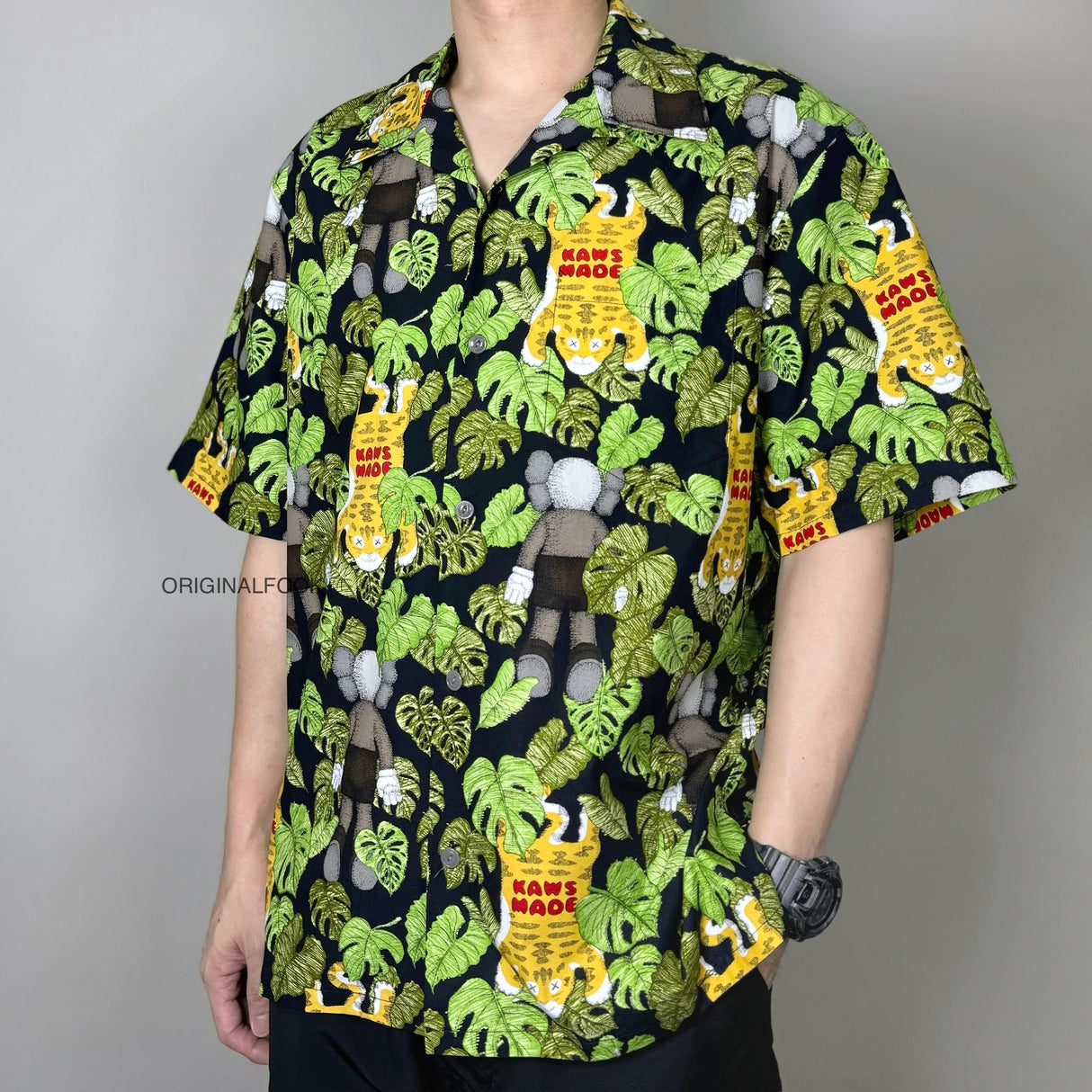 Human Made X KAWS Aloha Shirt Black HUMAN MADE HUMAN MADE - originalfook singapore