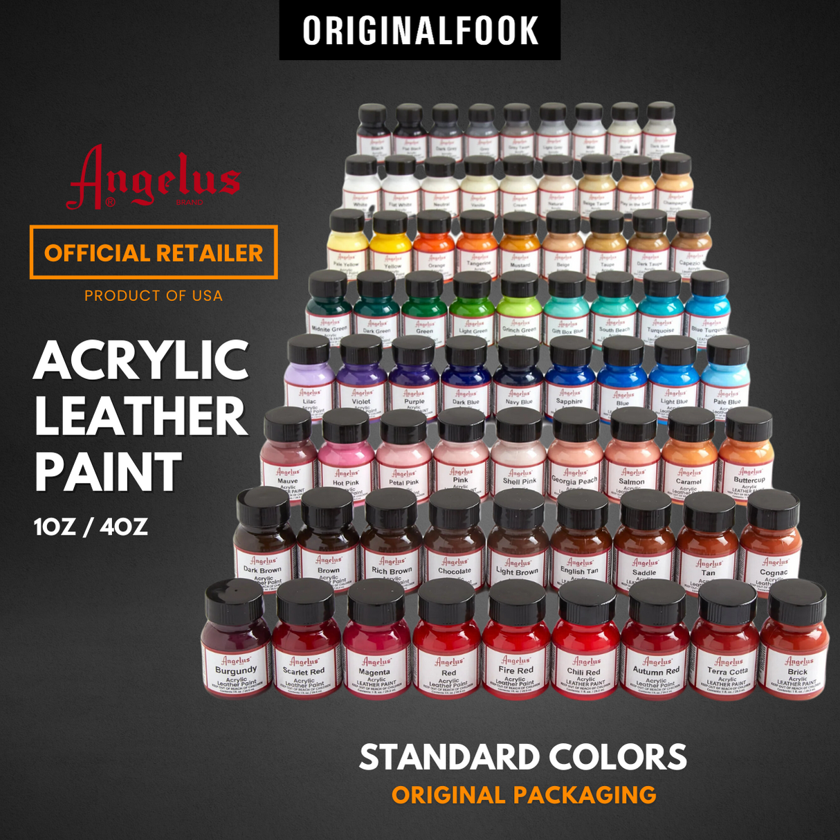 (80 Colors) Angelus Acrylic Leather Paint (A to L) ANGELUS ANGELUS - originalfook singapore
