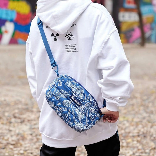 Supreme Puffer Side Bag Blue Paisley supreme supreme - originalfook singapore