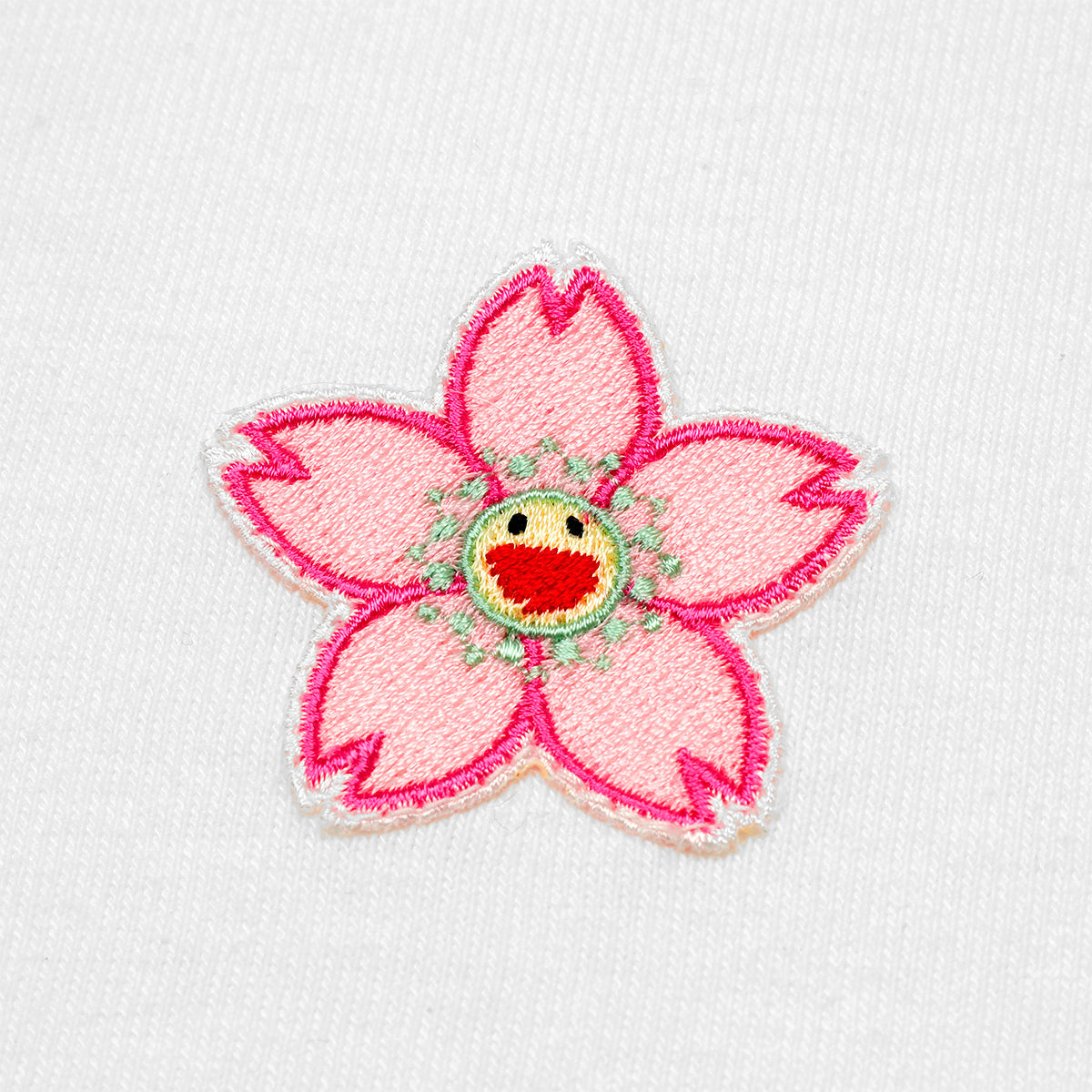 Takashi Murakami Embroidered Patch Sakura Flower Long Sleeve Tee White TAKASHI MURAKAMI TAKASHI MURAKAMI - originalfook singapore