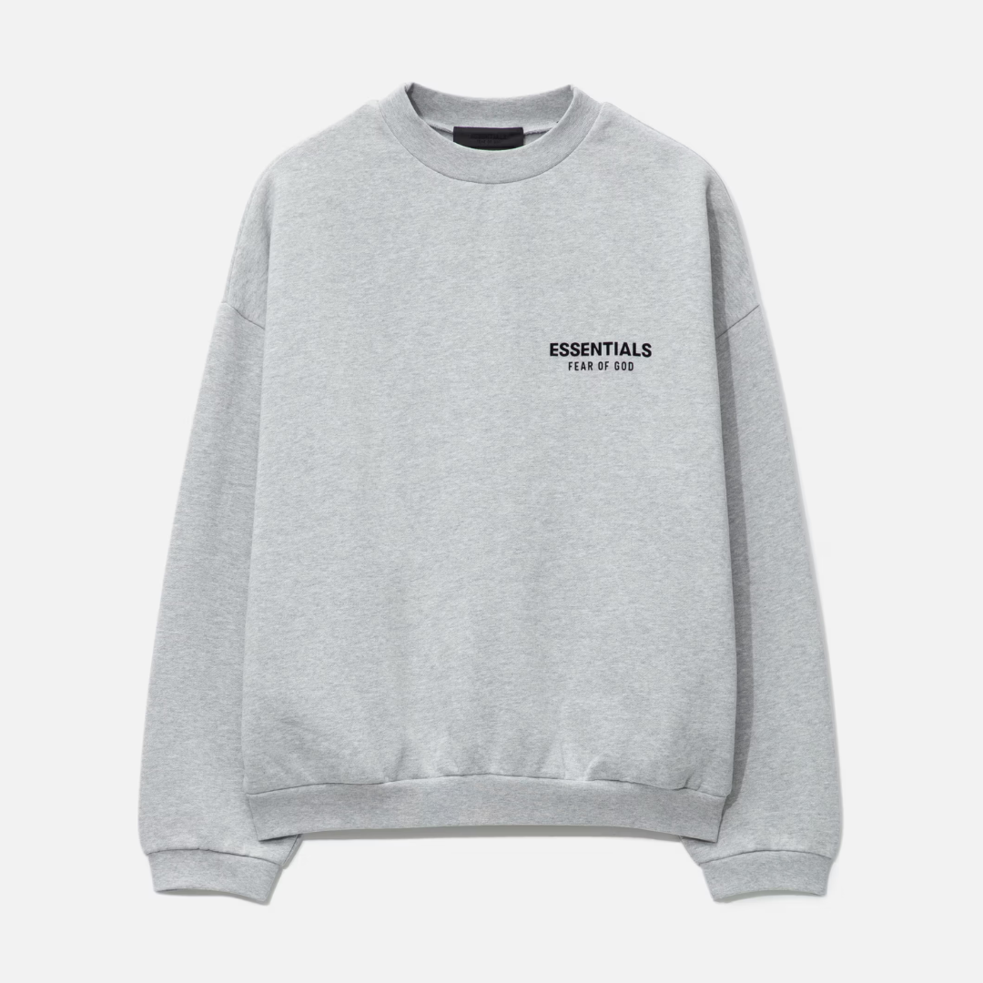 FEAR OF GOD Essentials Signature Logo Crewneck Light Heather FEAR OF GOD ESSENTIALS FEAR OF GOD ESSENTIALS - originalfook singapore