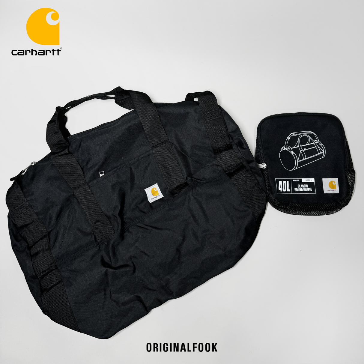Carhartt 40L Round Duffel Bag Black CARHARTT CARHARTT - originalfook singapore