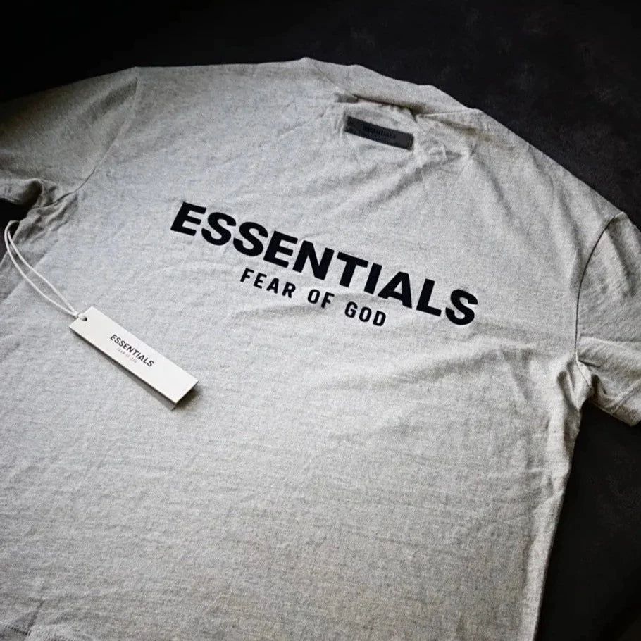 Fear of God Essentials Felt Logo Tee Light Oatmeal FEAR OF GOD FEAR OF GOD - originalfook singapore
