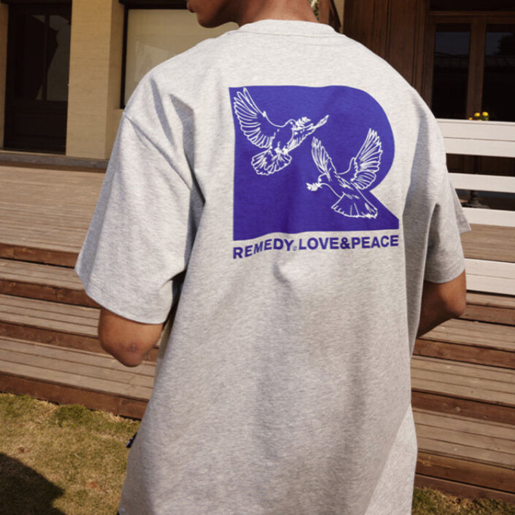 Remedy Love & Peace Tee Light Grey REMEDY REMEDY - originalfook singapore