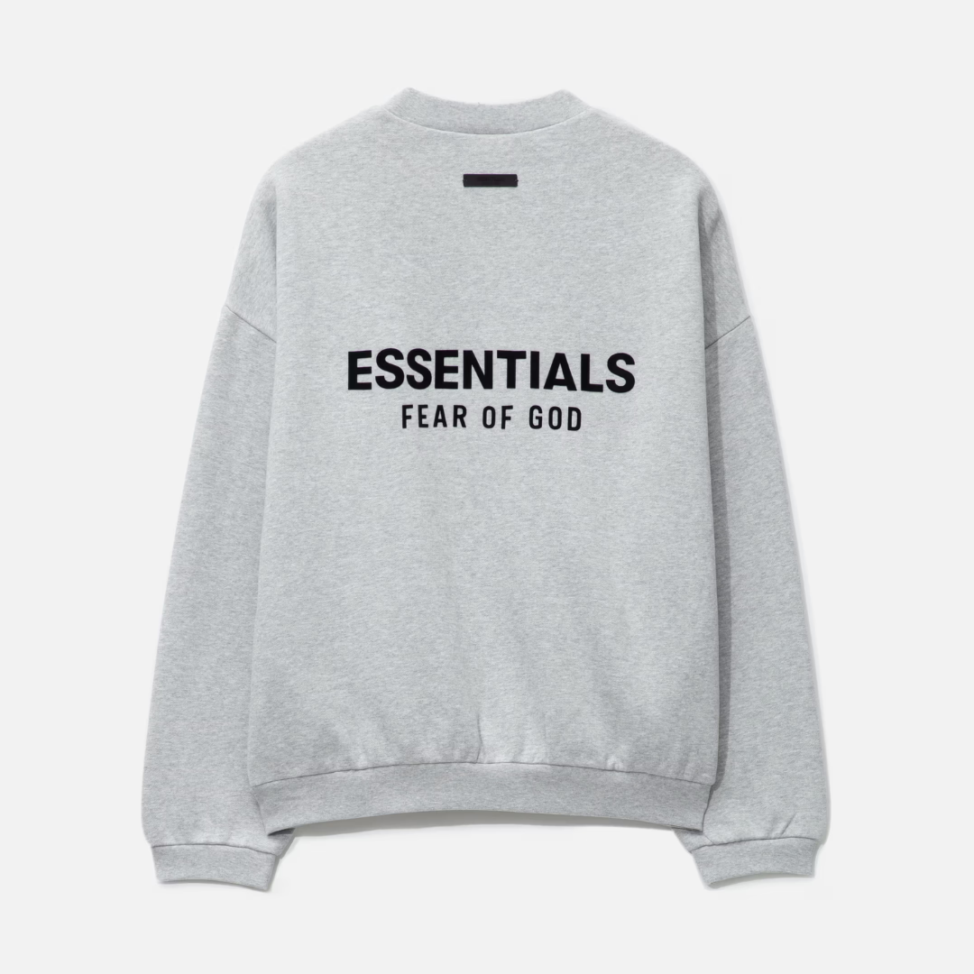 FEAR OF GOD Essentials Signature Logo Crewneck Light Heather FEAR OF GOD ESSENTIALS FEAR OF GOD ESSENTIALS - originalfook singapore