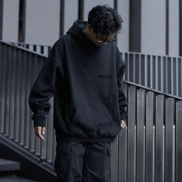FEAR OF GOD Essentials Felt Logo Hoodie Black FEAR OF GOD FEAR OF GOD - originalfook singapore