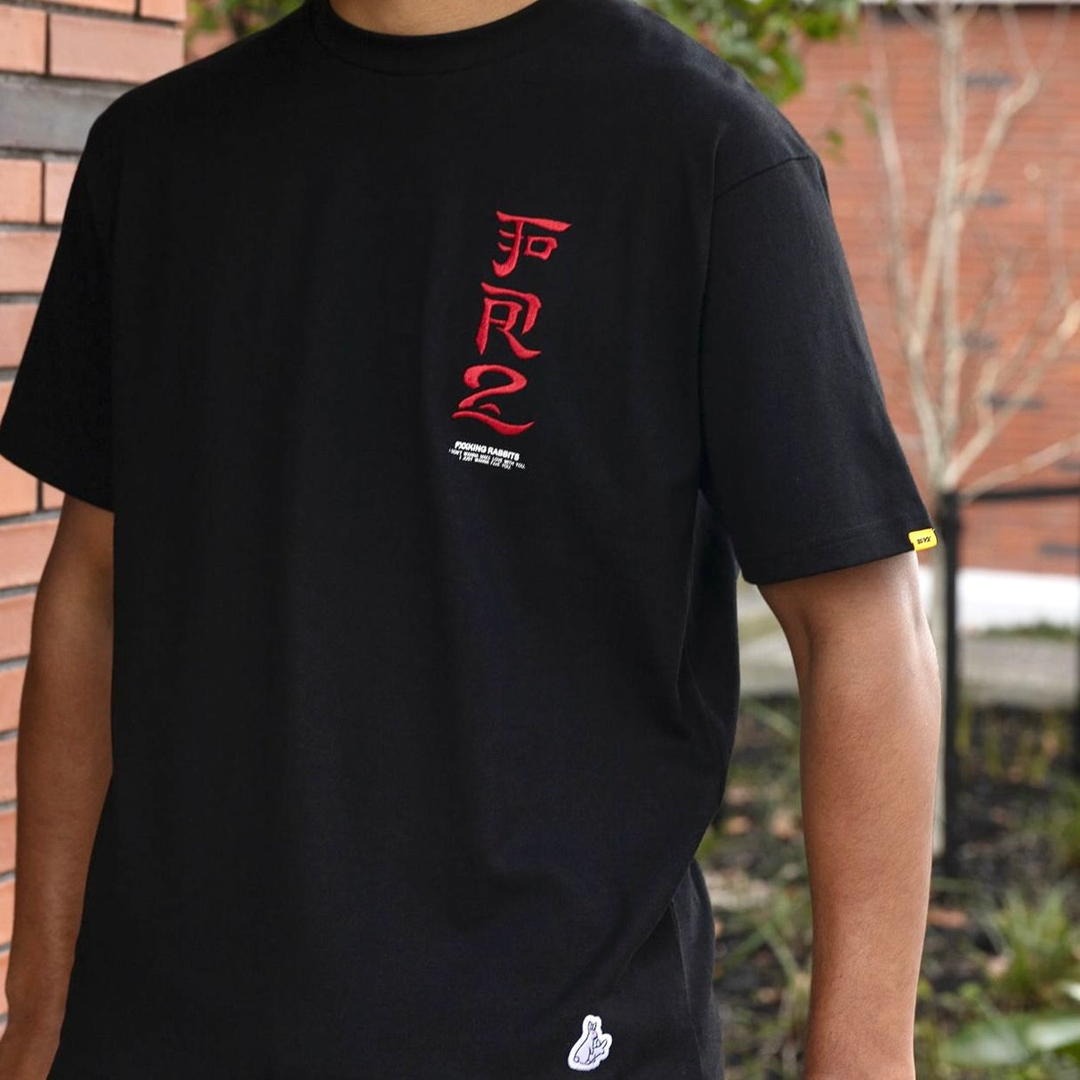 FR2 Fxxking Rabbits Round Logo Embroidery Tee Black FR2 FR2 - originalfook singapore