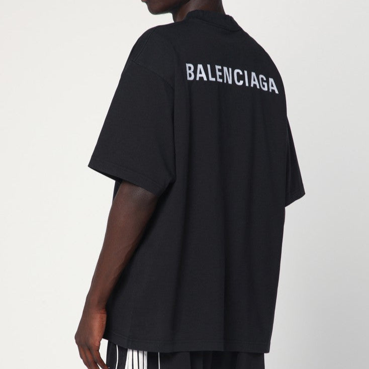 Balenciaga New Back Logo Medium Fit Tee Black - ORIGINALFOOK