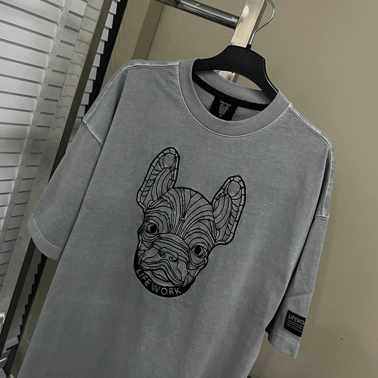 LifeWork Embroidered Outline Bulldog Tee Grey LIFEWORK LIFEWORK - originalfook singapore