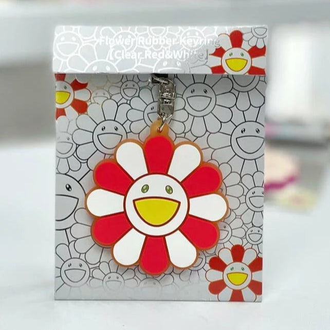 Takashi Murakami Kaikai Kiki Flower Rubber Keyring Red White (5.5cm) TAKASHI MURAKAMI TAKASHI MURAKAMI - originalfook singapore