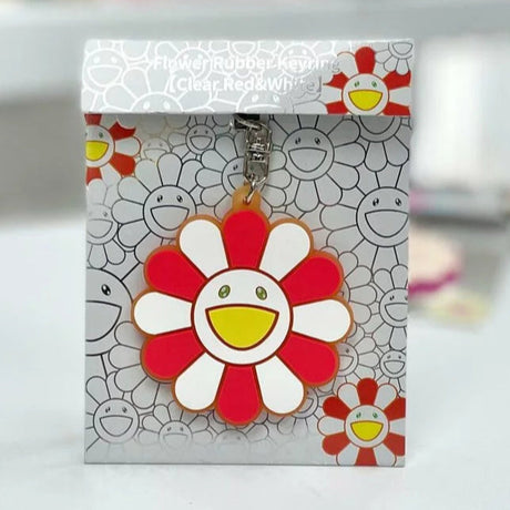 Takashi Murakami Kaikai Kiki Flower Rubber Keyring Red White (5.5cm) TAKASHI MURAKAMI TAKASHI MURAKAMI - originalfook singapore