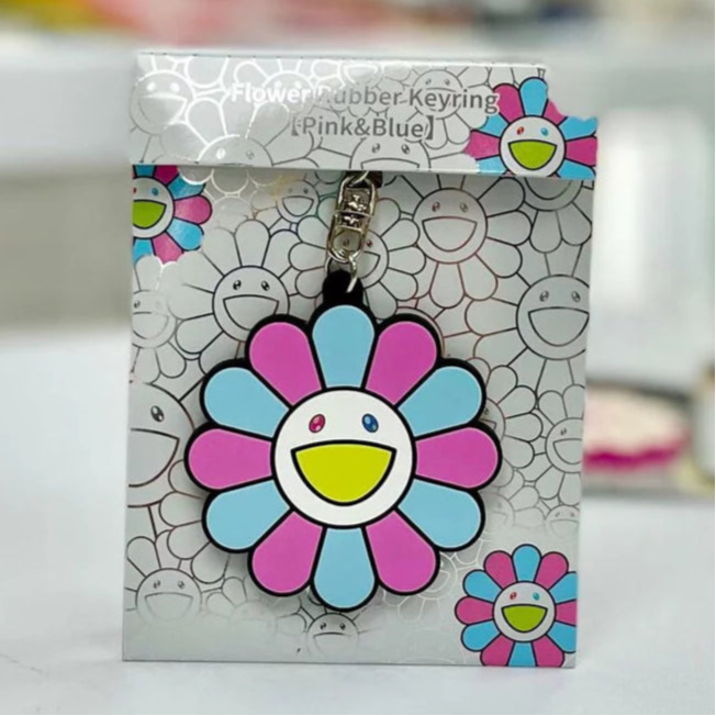 Takashi Murakami Kaikai Kiki Flower Rubber Keyring Pink Blue (5.5cm) TAKASHI MURAKAMI TAKASHI MURAKAMI - originalfook singapore