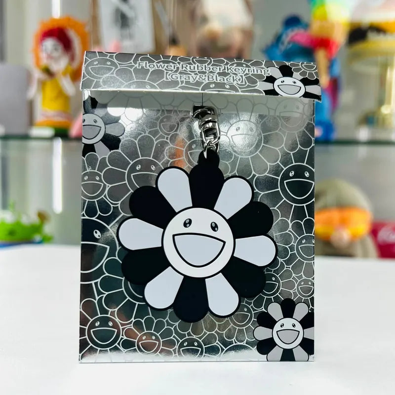Takashi Murakami Kaikai Kiki Flower Rubber Keyring Grey Black (5.5cm) TAKASHI MURAKAMI TAKASHI MURAKAMI - originalfook singapore