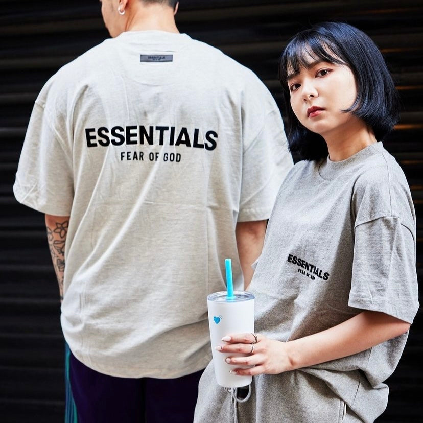 Fear of God Essentials Felt Logo Tee Light Oatmeal FEAR OF GOD FEAR OF GOD - originalfook singapore