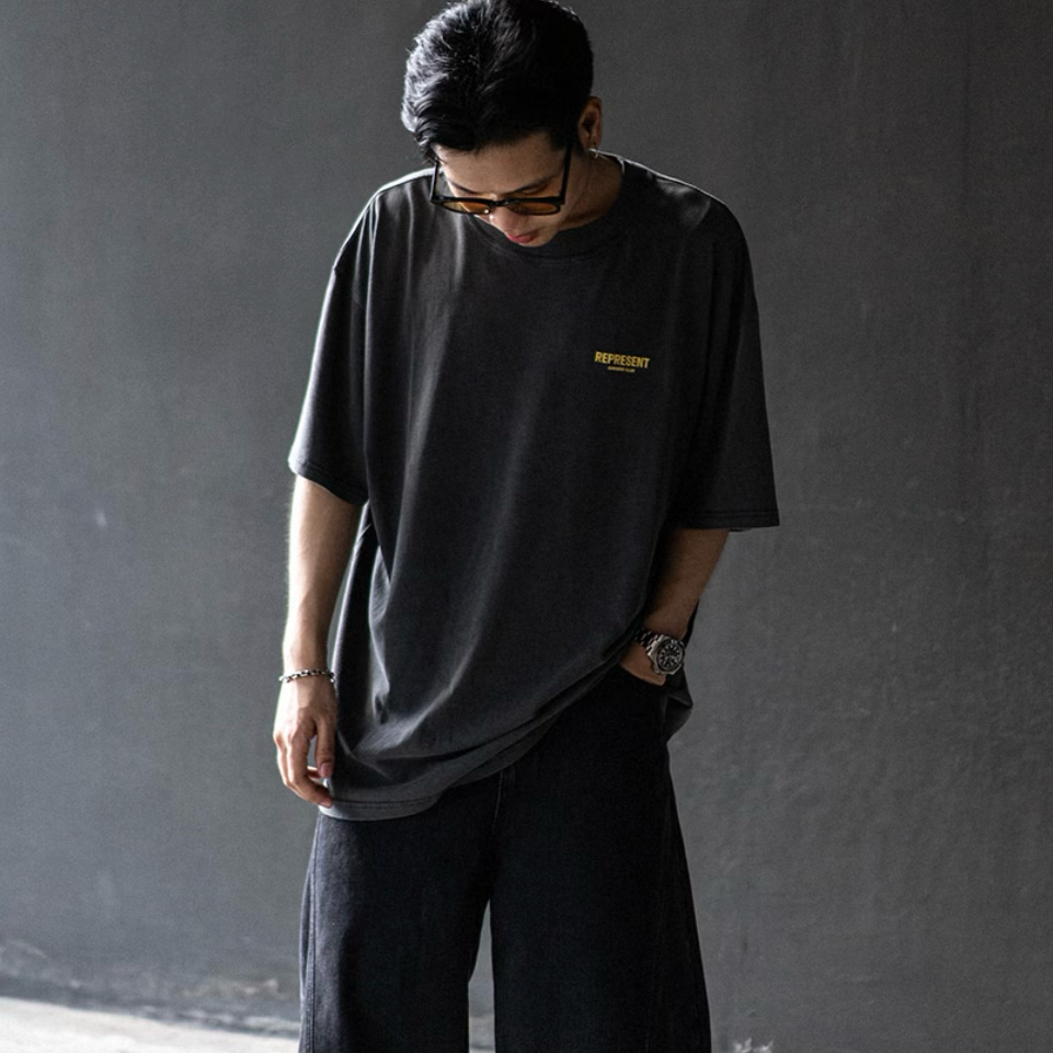 Represent Owners Club Logo Tee Vintage Grey Yellow