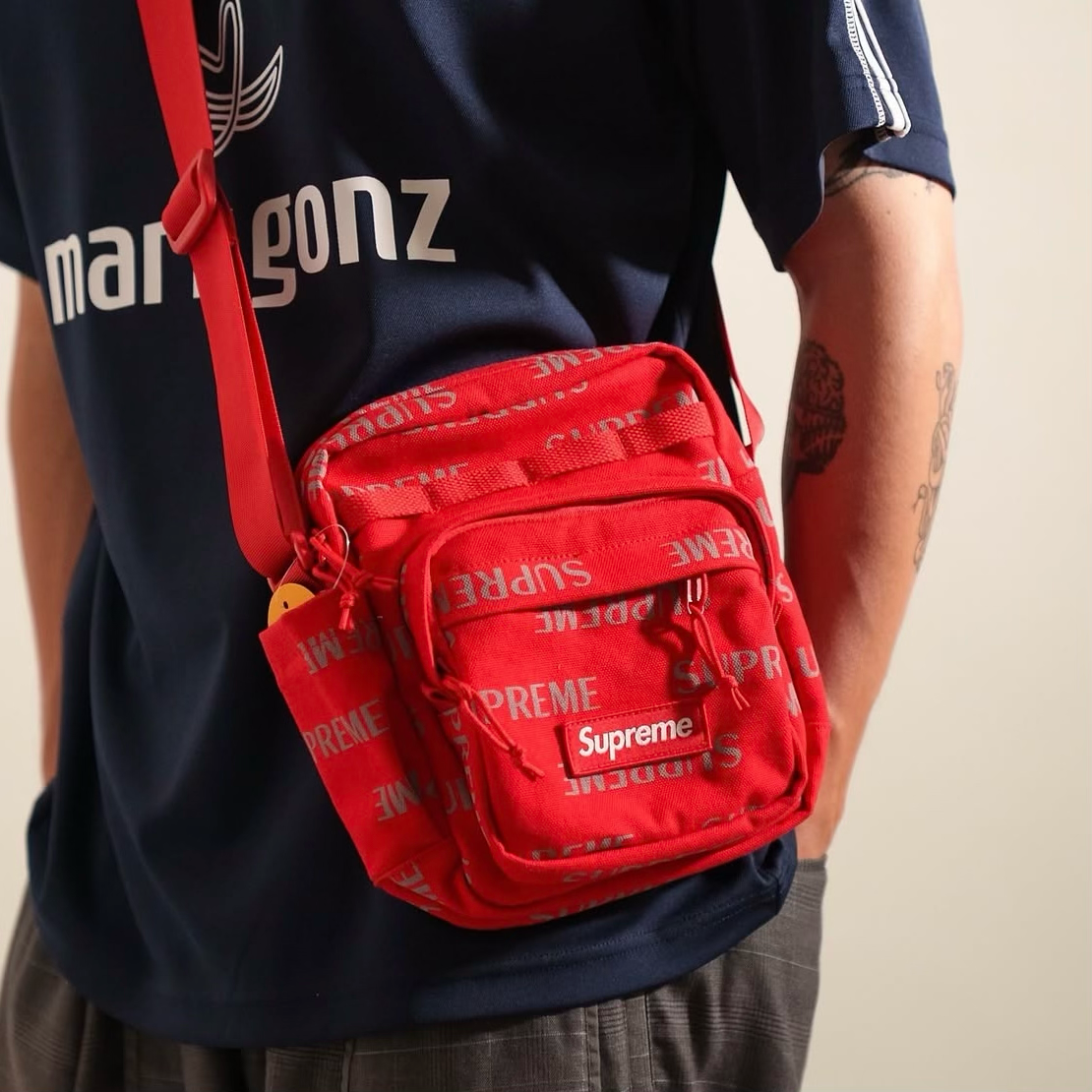 Supreme Reflective Monogram Logo Shoulder Bag Red
