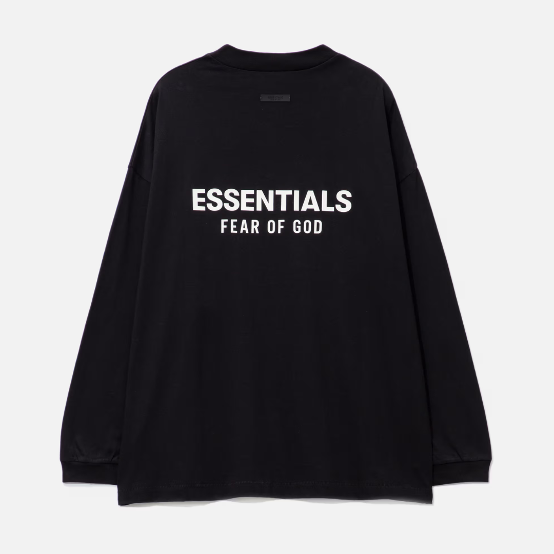 FEAR OF GOD Essentials Signature Long Sleeve Tee Black FEAR OF GOD ESSENTIALS FEAR OF GOD ESSENTIALS - originalfook singapore