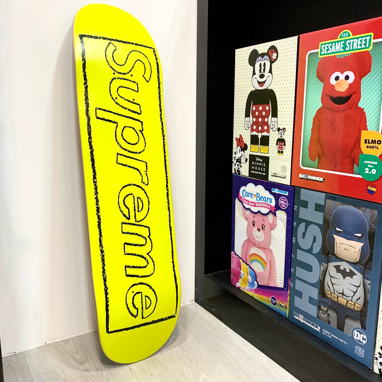 SUPREME X KAWS Chalk Logo Skateboard Deck Yellow supreme supreme - originalfook singapore