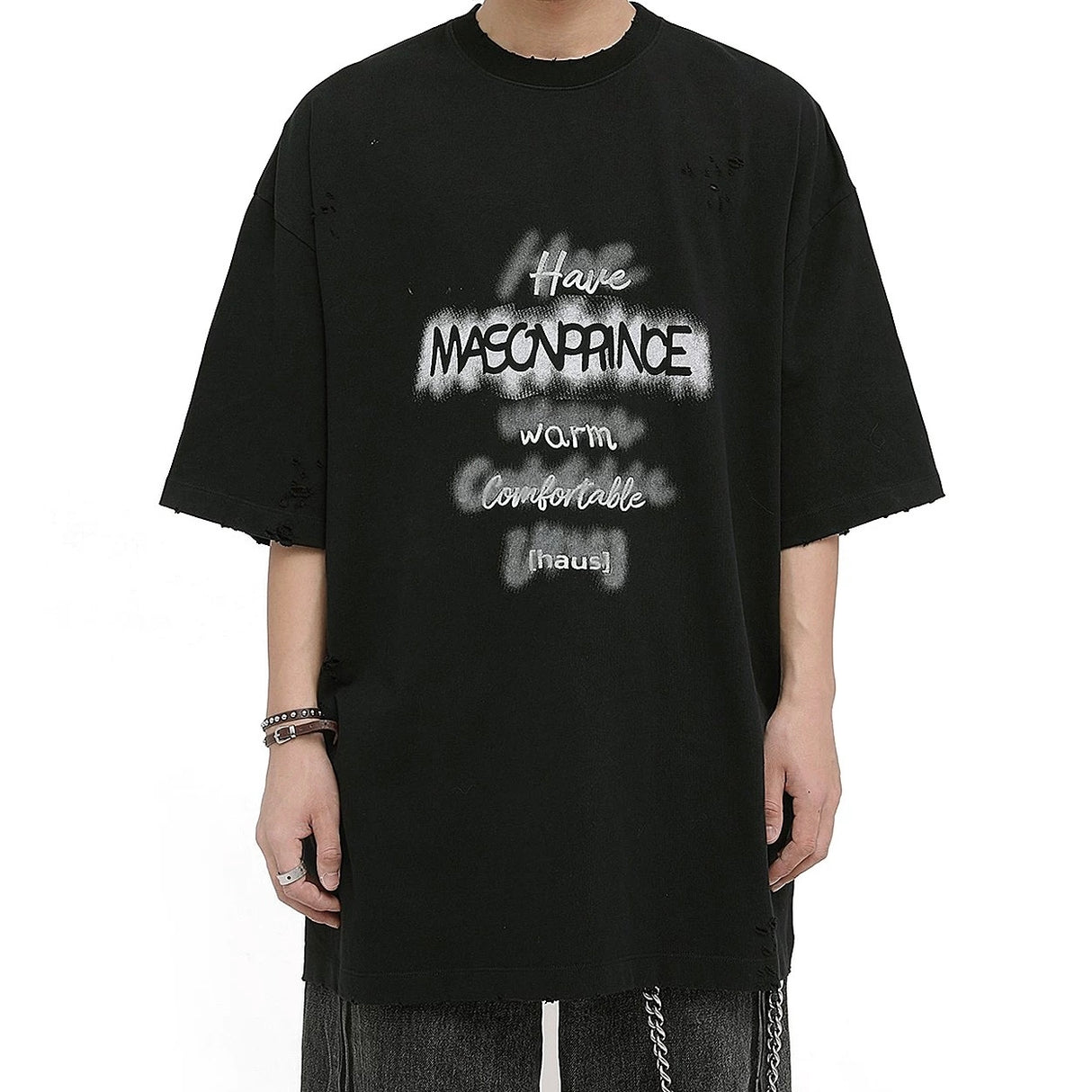 MASONPRINCE Haus Distressed Tee Black HUMAN MADE HUMAN MADE - originalfook singapore