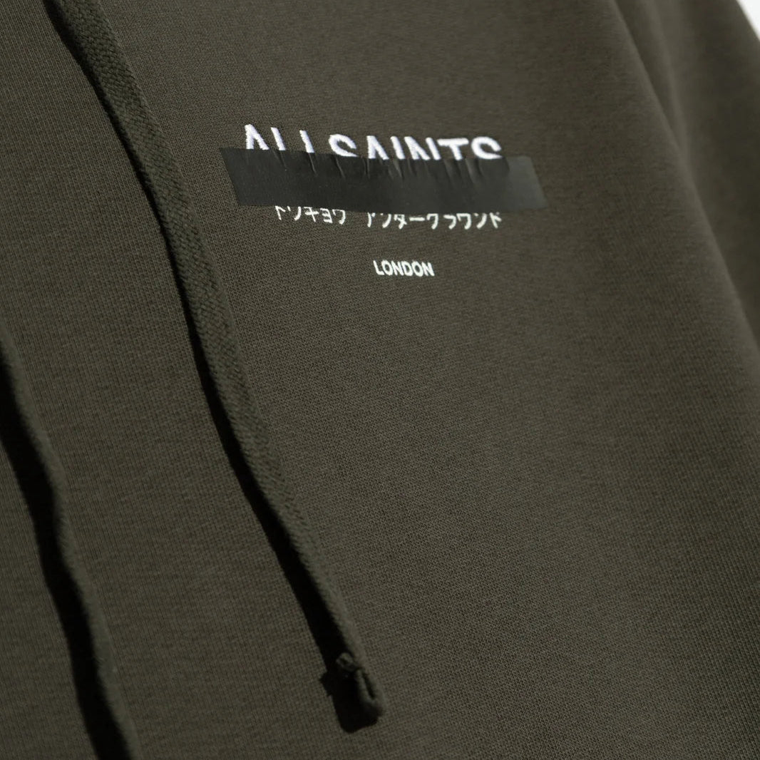 AllSaints Redact Embroidered Logo Hoodie Washed Black ALLSAINTS ALLSAINTS - originalfook singapore