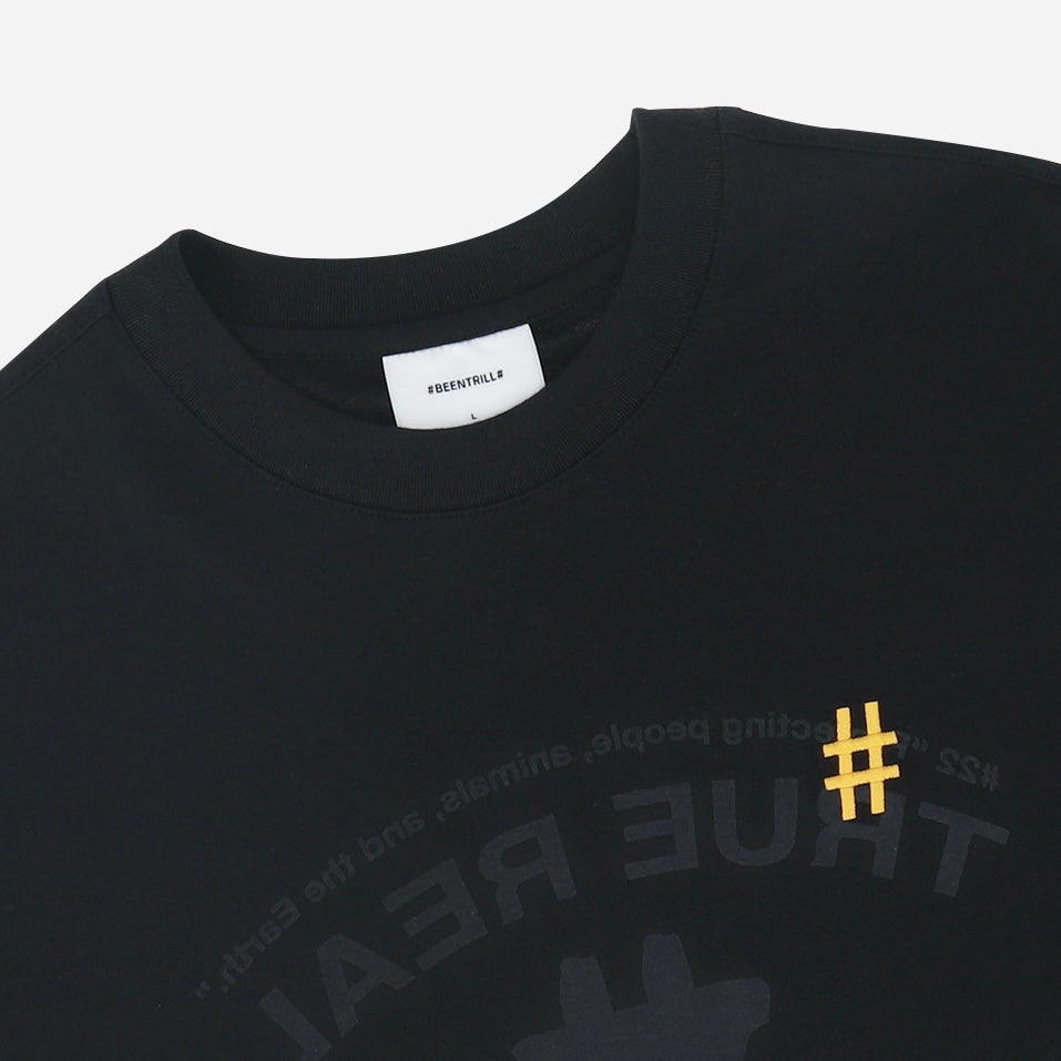 Black Been Trill inverted logo t-shirt with graphic print on front, casual fit, made from soft cotton fabric.
