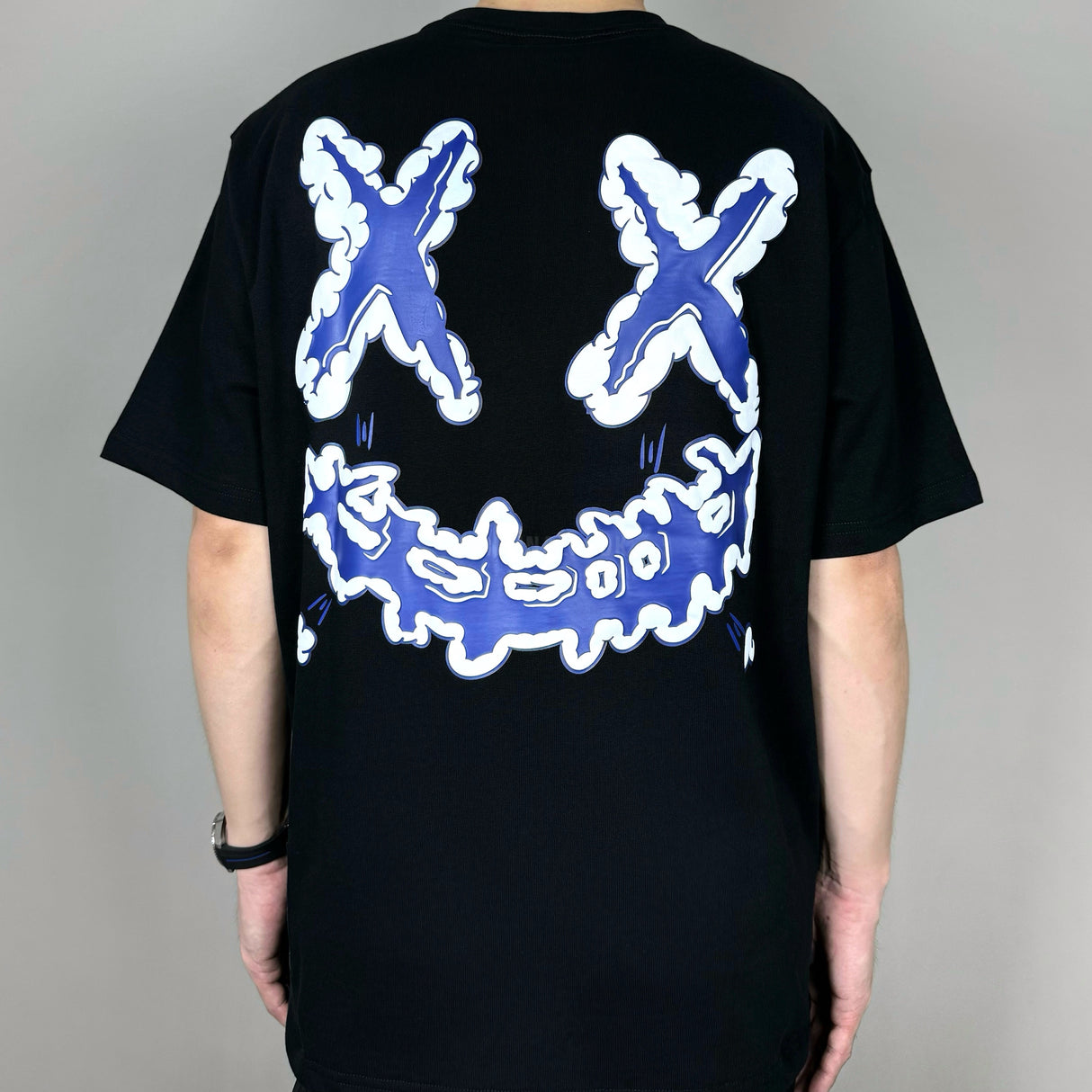 Black Rickyisclown Embossed Cloud Tee shirt with embossed cloud design, casual apparel from Rickyisclown.