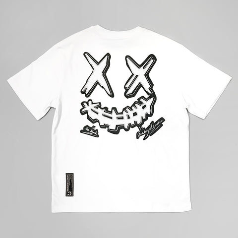 Rickyisclown [RIC] Line Embroidery Patch Smiley Tee White [R27230225C-S8]