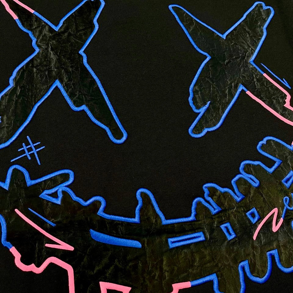 Rickyisclown Neon Graffiti Embossed Black Tee R37250210M (B10) - ORIGINALFOOK