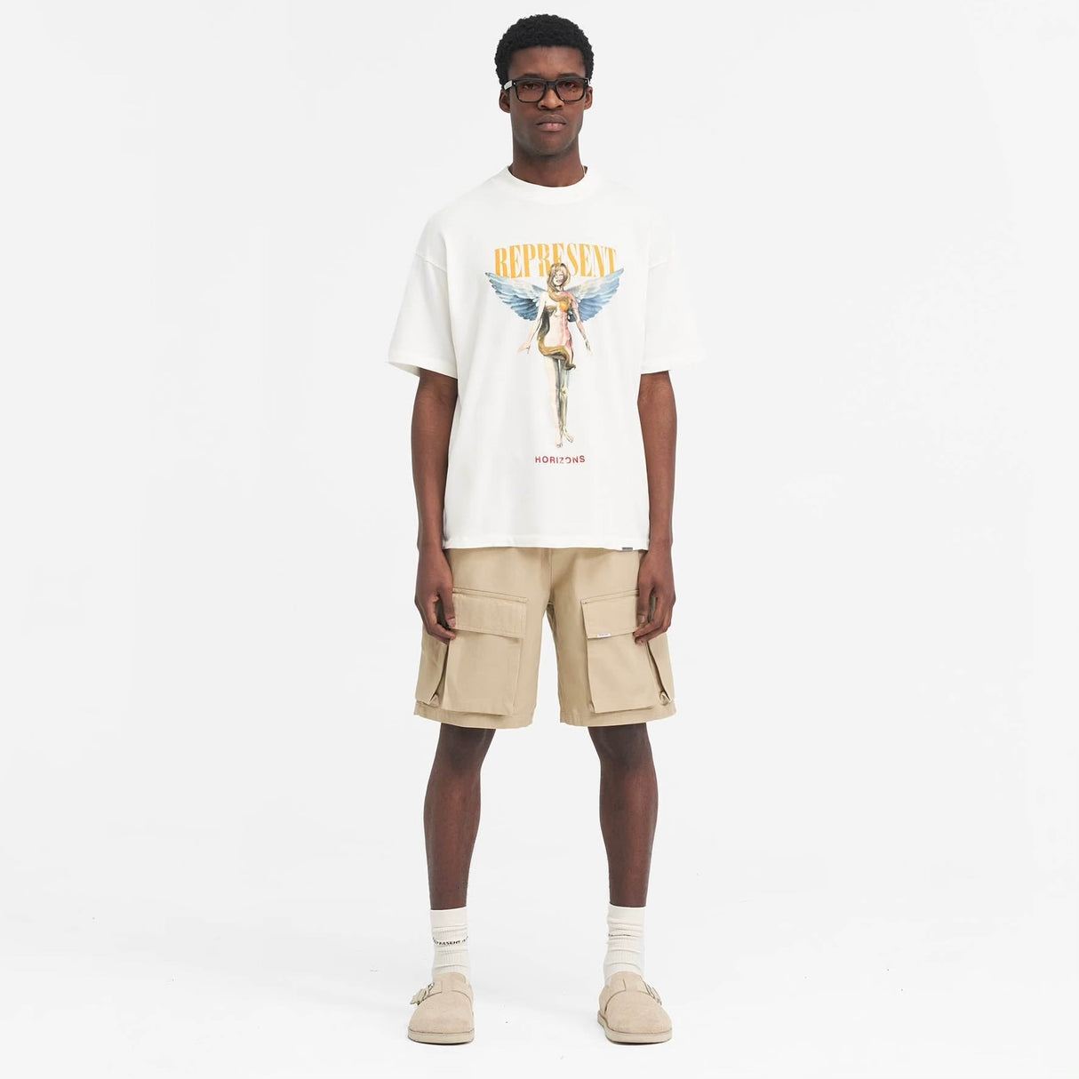 Represent Baggy Cargo Shorts Sandstone REPRESENT REPRESENT - originalfook singapore