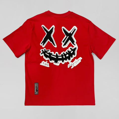 Rickyisclown [RIC] Line Embroidery Patch Smiley Tee Red [R27230225C-S8]