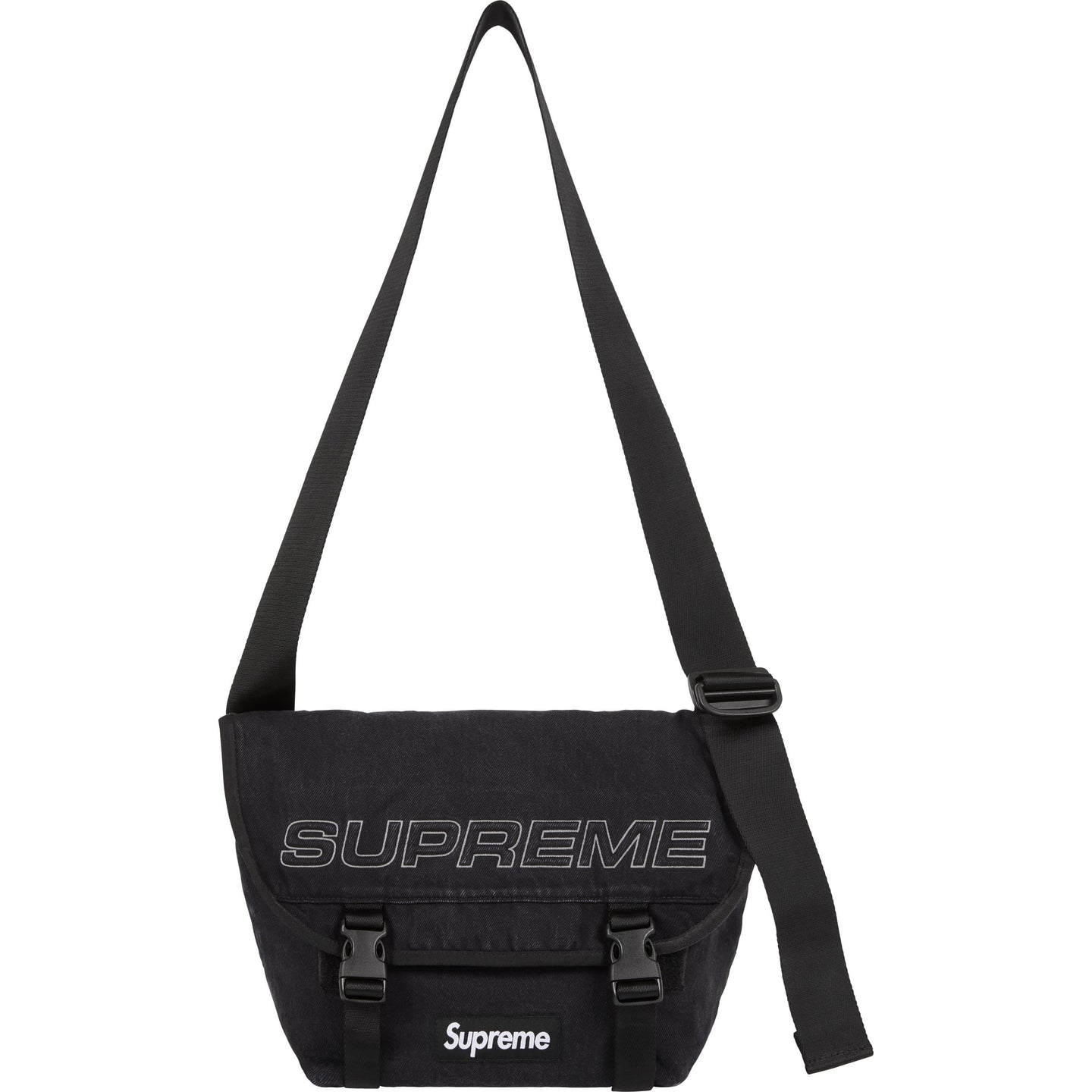 Buy Supreme Reflective Logo Denim Messenger Bag Black online Buy Supreme Reflective Logo Denim Messenger Bag Black online