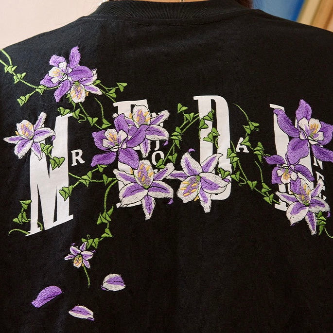 MEDM Embroidered Flower Tee Black MEDM MEDM - originalfook singapore