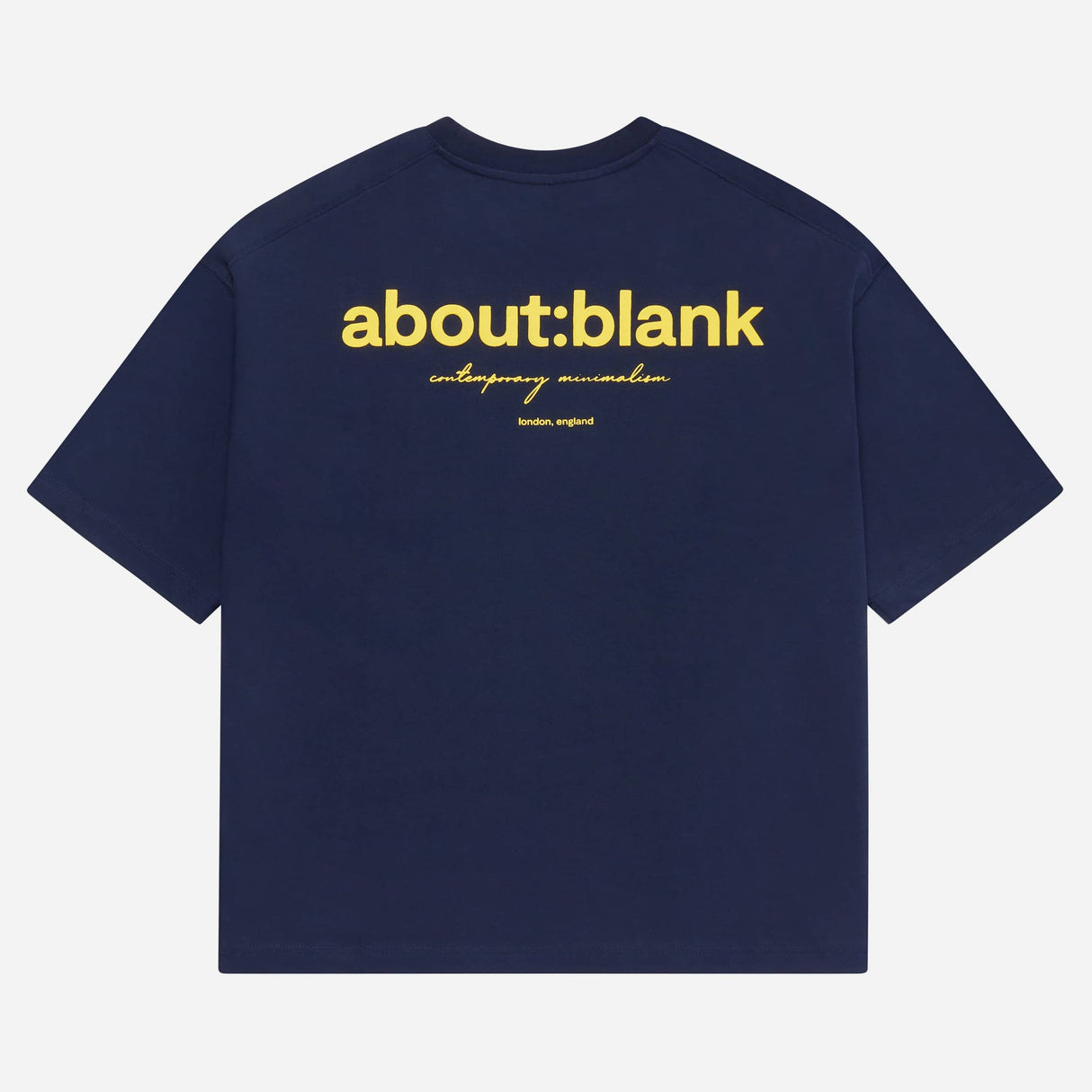 About:Blank Box Logo Tee Navy Yellow - ORIGINALFOOK
