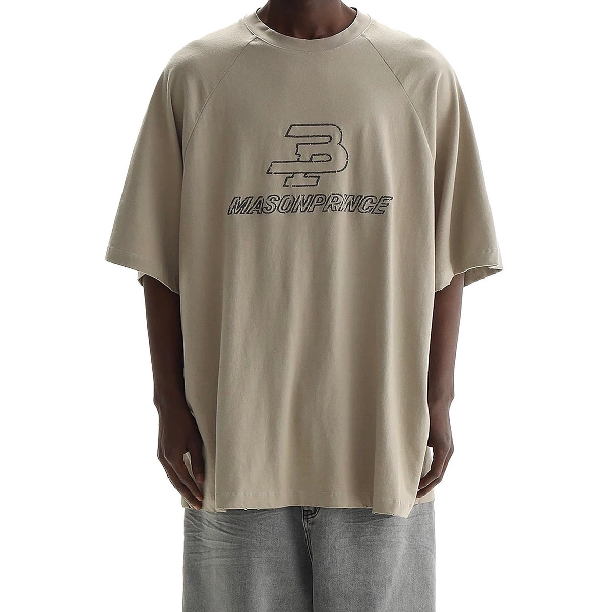 MASONPRINCE Outline Logo Tee Beige Taupe MASONPRINCE MASONPRINCE - originalfook singapore
