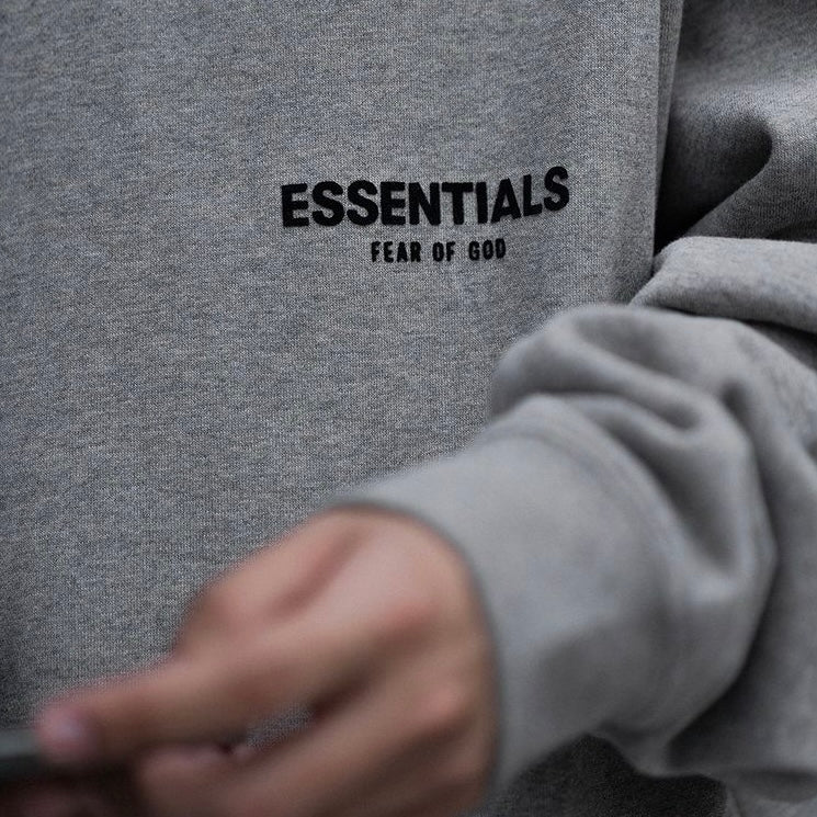 FEAR OF GOD Essentials Felt Logo Hoodie Dark Oatmeal FEAR OF GOD FEAR OF GOD - originalfook singapore