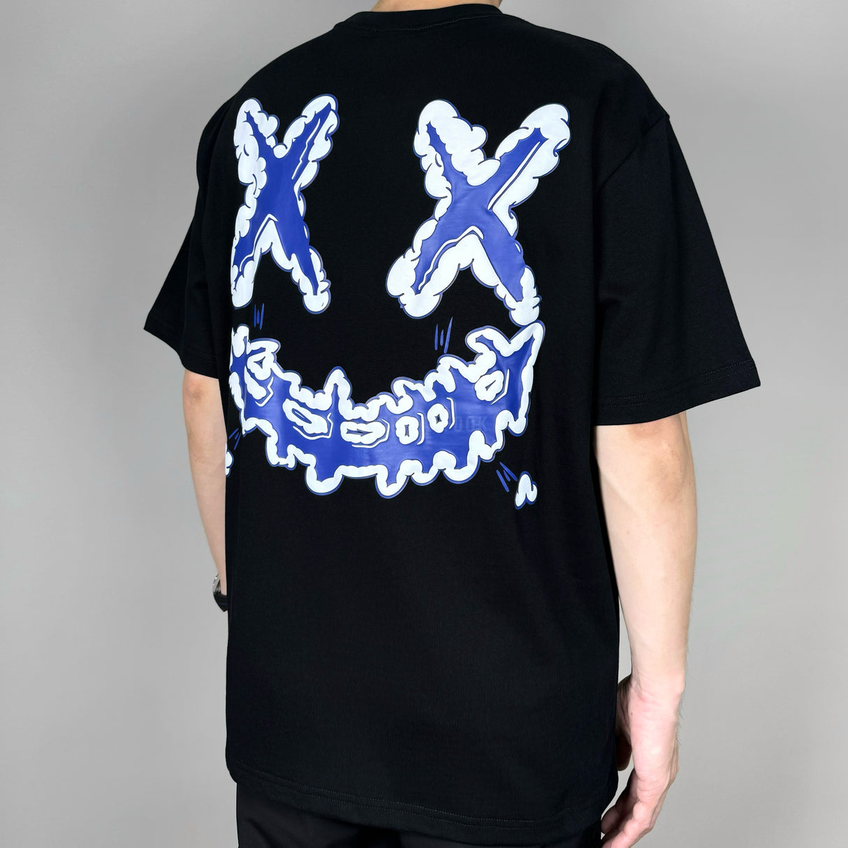 Black Rickyisclown Embossed Cloud Tee shirt with textured cloud design, casual apparel by RICKYISCLOWN.
