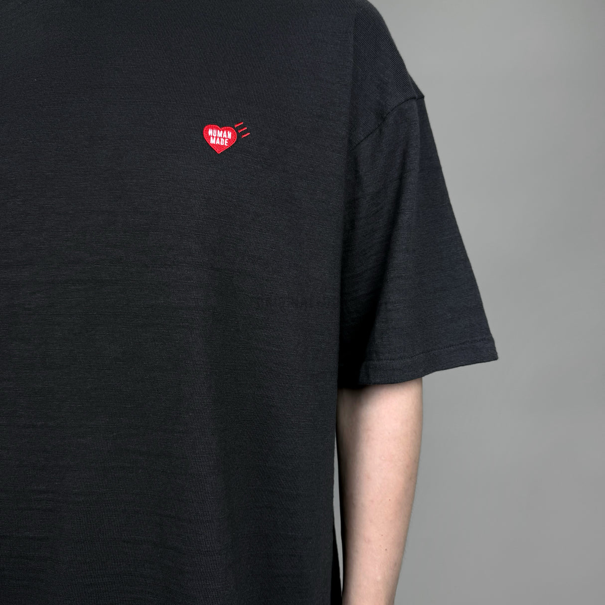 Human Made Heart Badge Slogan Tee Black HUMAN MADE HUMAN MADE - originalfook singapore