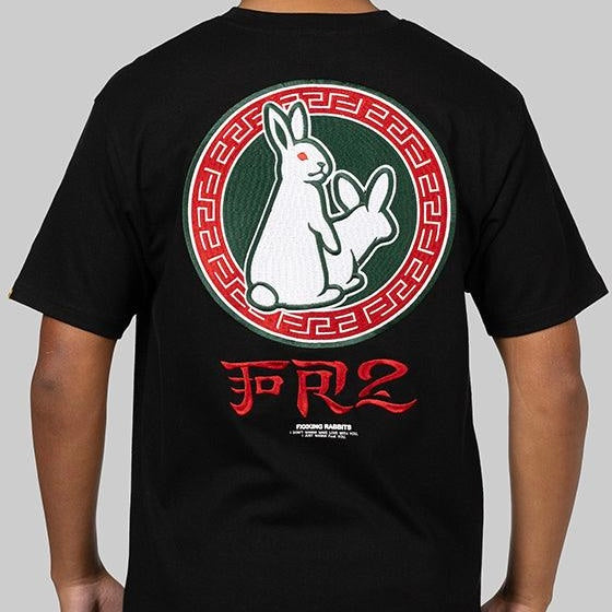 FR2 Fxxking Rabbits Round Logo Embroidery Tee Black FR2 FR2 - originalfook singapore
