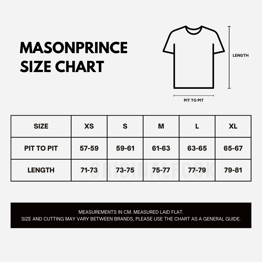 Black and white MasonPrince Classic Spray Logo T-shirt, casual apparel with a bold logo design on the front.