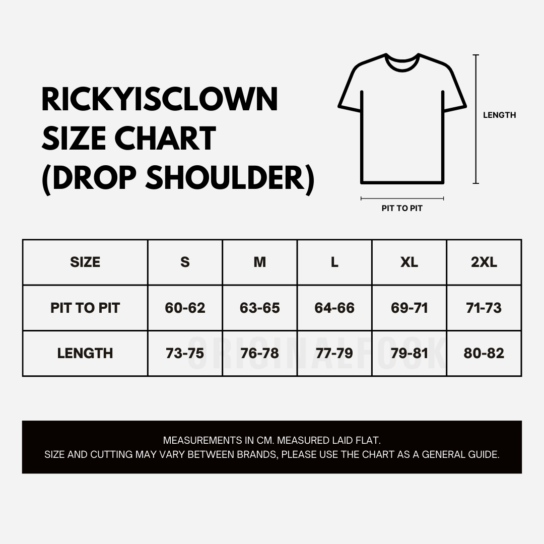 Black Rickyisclown Gothic Logo Drop Shoulder Tee shirt featuring a bold graphic design on the front tailored for gothic style.